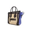 Celine Luggage Micro handbag in black, beige and blue tricolor leather - 00pp thumbnail