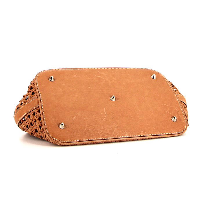 Shopping bag Dior Diorissimo modello piccolo in pelle marrone cannage - Detail D4