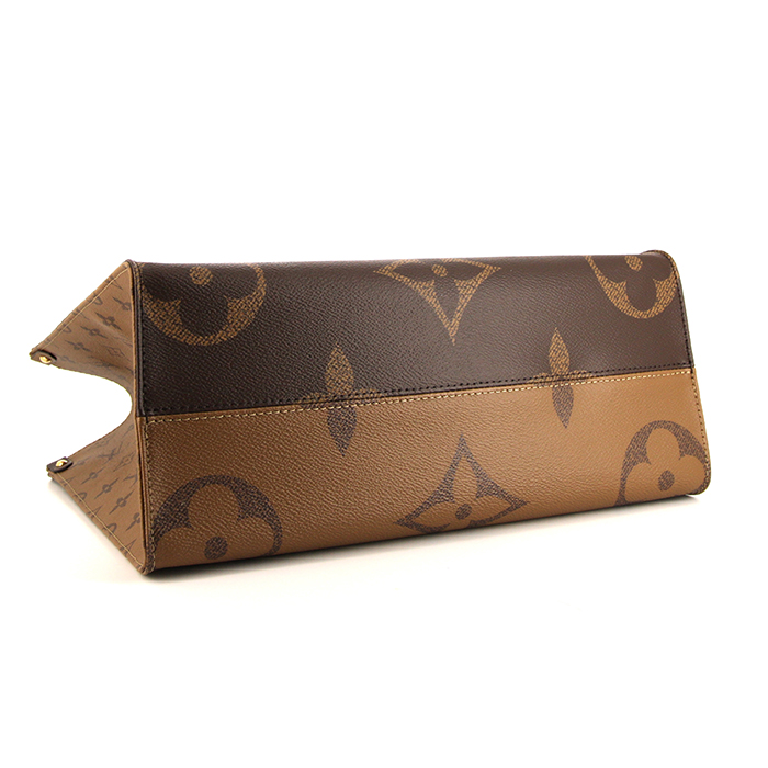 Shopping bag Louis Vuitton Onthego modello medio in tela monogram bicolore marrone - Detail D5