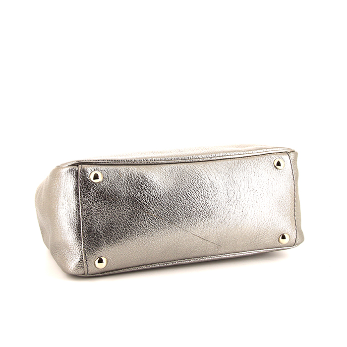Borsa Saint Laurent Y-mail in pelle argentata - Detail D4