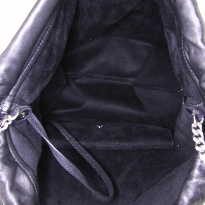 Saint Laurent Teddy Pochon handbag in black leather - Detail D2