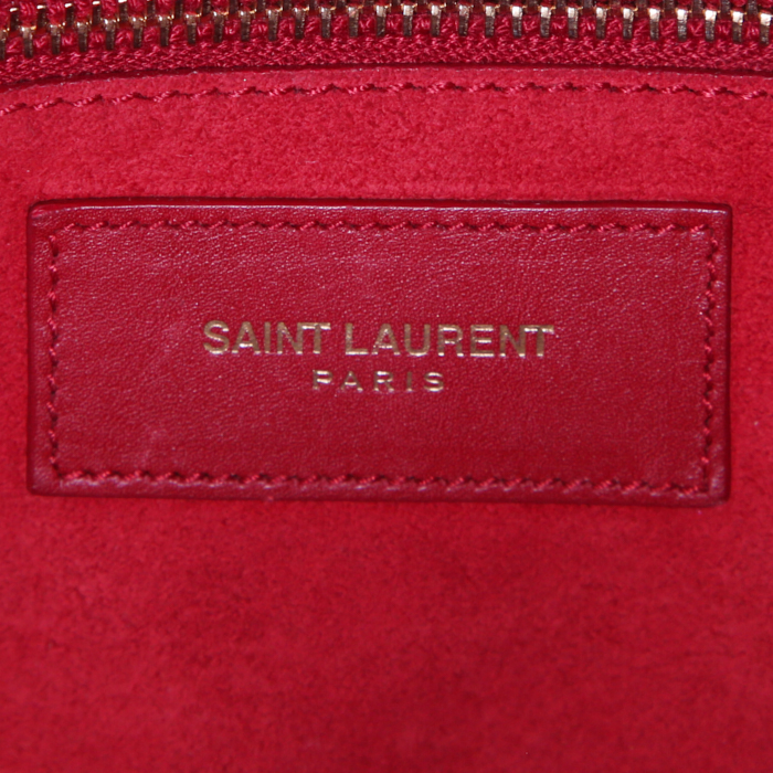 Sac bandoulière Saint Laurent Duffle en cuir rouge - Detail D3