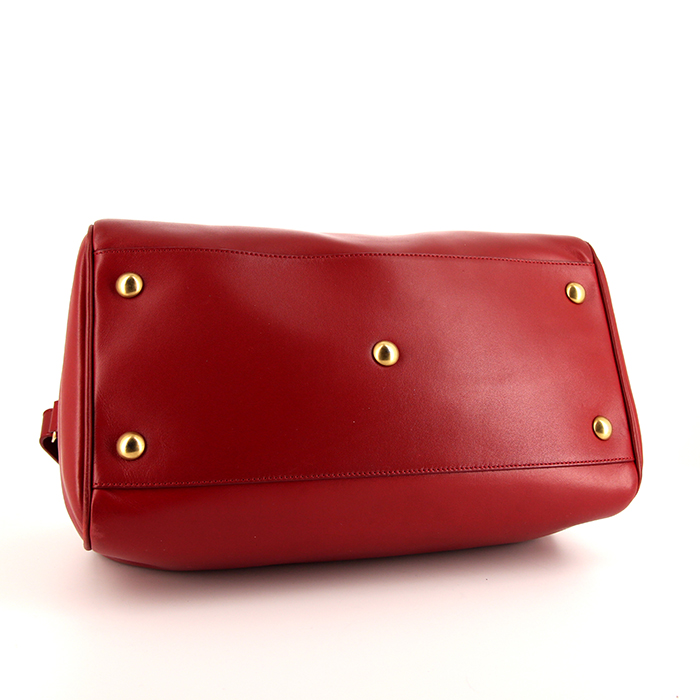 Saint Laurent Duffle shoulder bag in red leather - Detail D4
