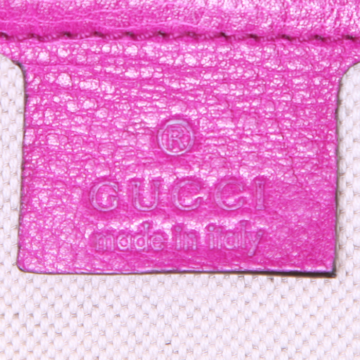 Sac bandoulière Gucci New Bamboo en néoprène rose-fushia et cuir rose - Detail D4