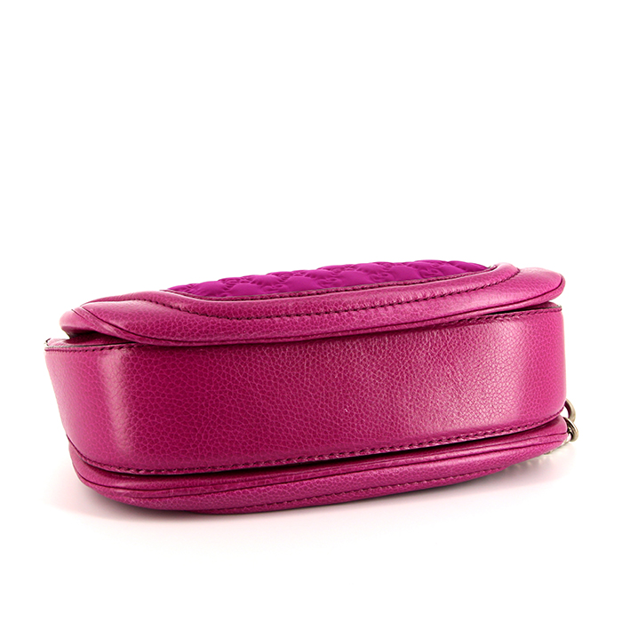 Borsa a tracolla Gucci Bamboo in neoprene rosa fucsia e pelle rosa - Detail D5