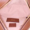 Borsa a tracolla Gucci in tela monogram beige con motivo e pelle marrone - Detail D2 thumbnail