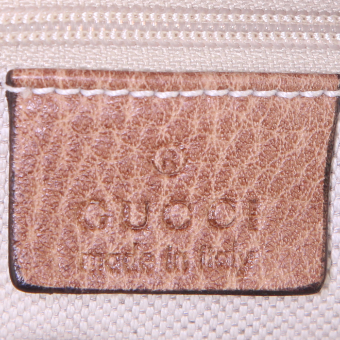 Sac à main Gucci Sukey en toile monogram beige et cuir marron - Detail D3