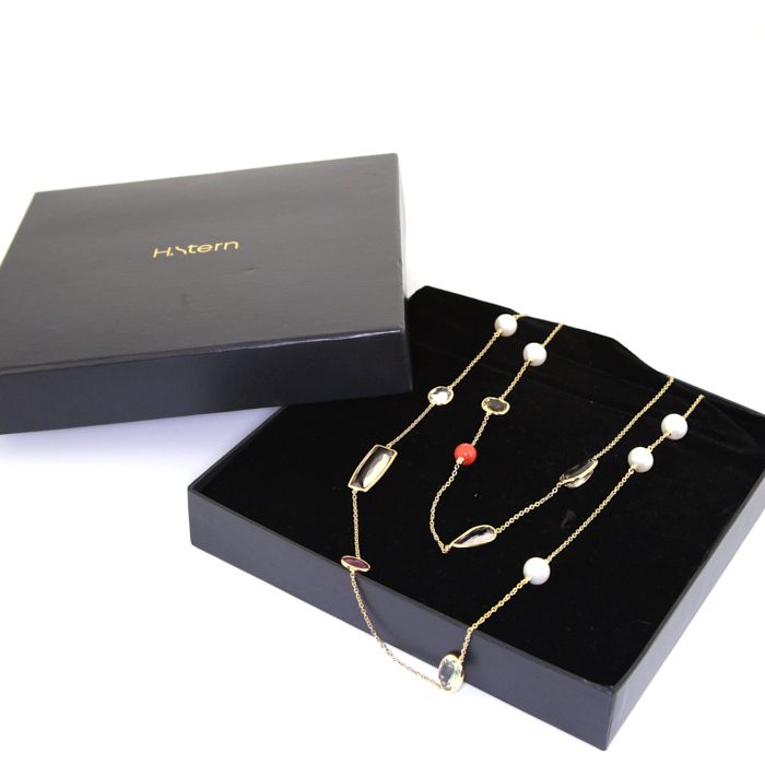 H. Stern Temptation Rock long necklace in yellow gold, pearls and colored stones - Detail D2