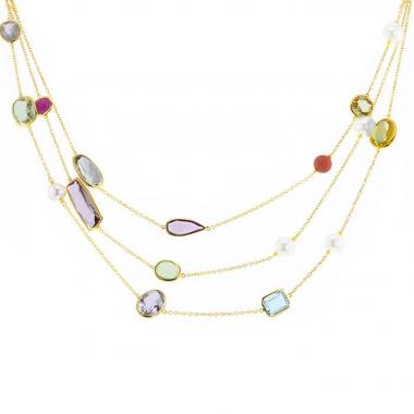 Collana lunga H. Stern Temptation Rock in oro giallo,  perle e pietre colorate