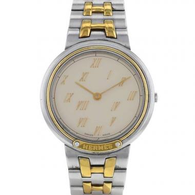 Reloj Hermès Météore de acero y oro chapado Circa  1990