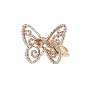 Anello Messika Butterfly Arabesque modello grande in oro rosa e diamanti
