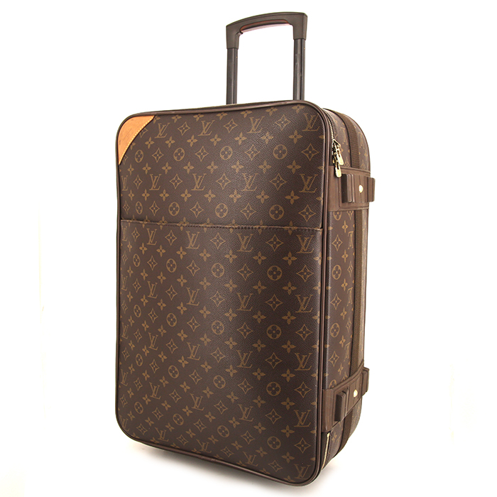 Louis Vuitton Pegase soft suitcase in monogram canvas and natural leather - Detail D2