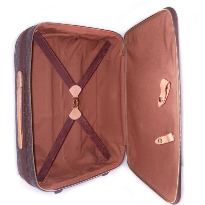Valise souple Louis Vuitton Pegase en toile monogram et cuir naturel - Detail D3