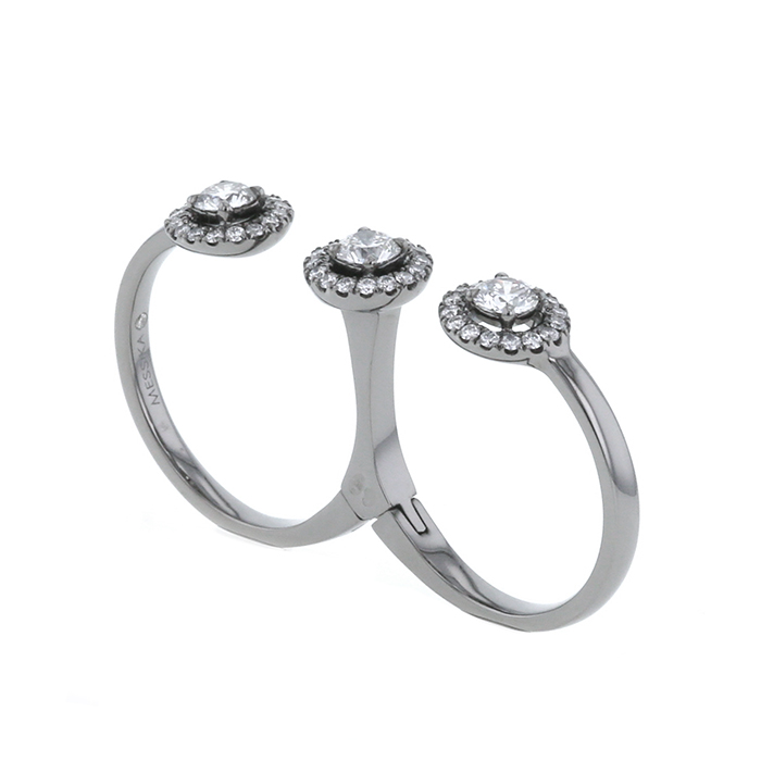 Anello Messika Double Joy in oro invecchiato e diamanti - Detail D1