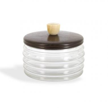 Baccarat, boîte en cristal, ébène en corne des années 1940, signée