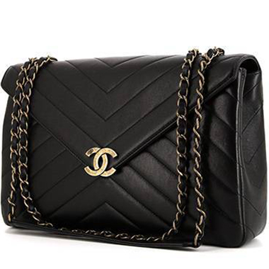 Bolso de mano Chanel  Enveloppe en cuero acolchado negro