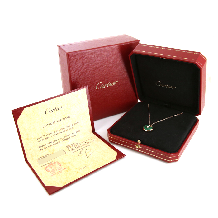 Cartier Amulette small model necklace in pink gold,  diamond and malachite - Detail D2