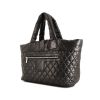 Shopping bag Chanel in tela trapuntata nera e pelle nera - 00pp thumbnail