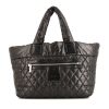 Shopping bag Chanel in tela trapuntata nera e pelle nera - 360 thumbnail