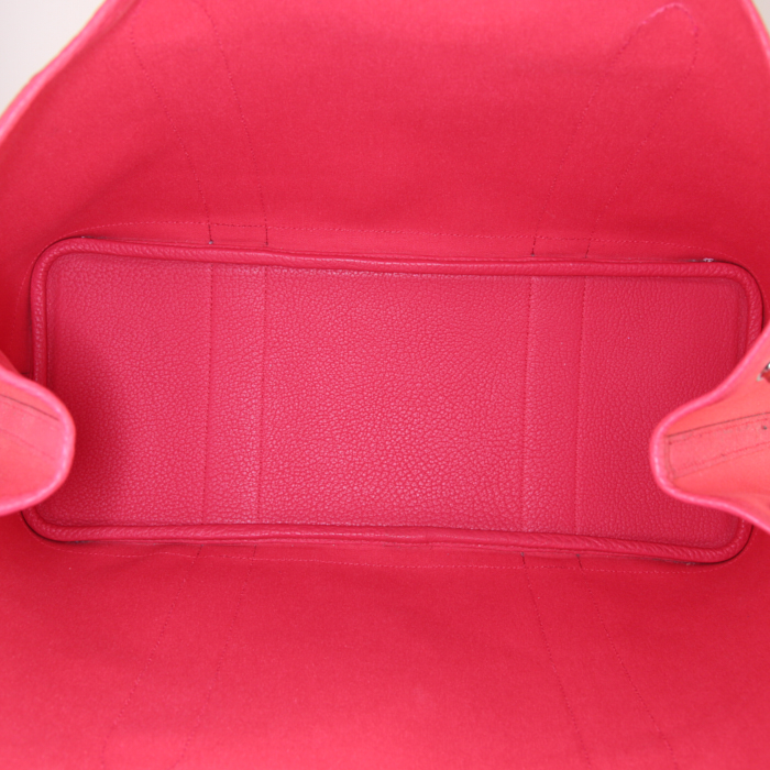 Sac cabas Hermes Garden Party en toile rose Azalée et cuir togo rose Azalée - Detail D2