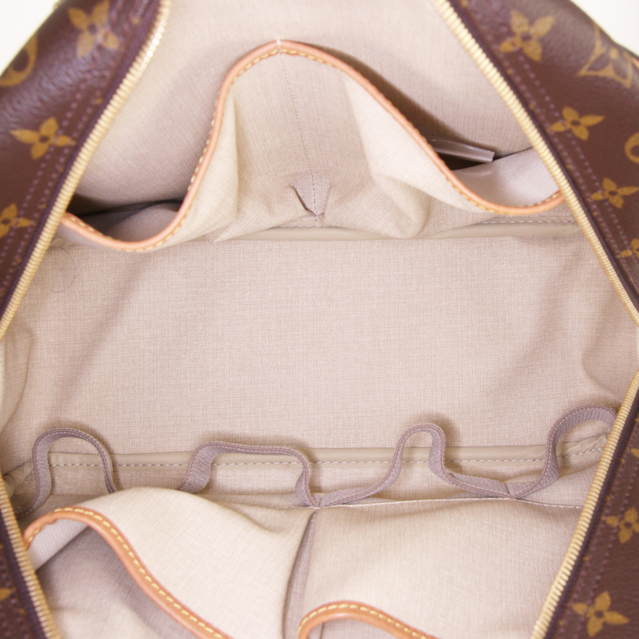 Bolso de mano Louis Vuitton Deauville en lona Monogram marrón y cuero natural - Detail D2