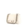 Chanel Timeless jumbo shoulder bag in white quilted grained leather - 00pp thumbnail