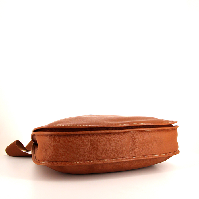 Hermes Evelyne size XL shoulder bag in gold epsom leather - Detail D4