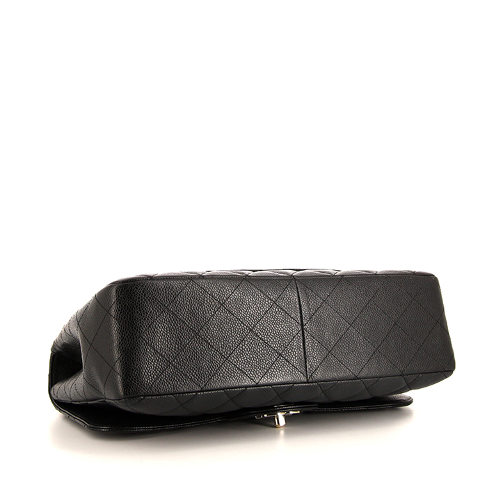 Borsa a tracolla Chanel Timeless jumbo in pelle martellata e trapuntata nera - Detail D5