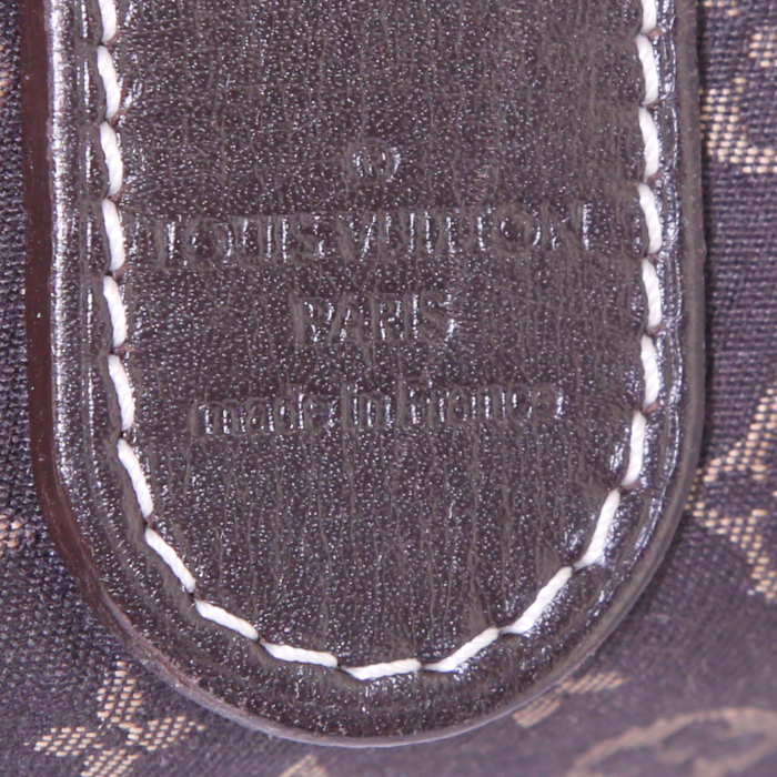 Bolso de mano Louis Vuitton Romance en lona Monogram Idylle marrón y beige y cuero marrón - Detail D3