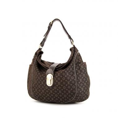 Bolso de mano Louis Vuitton Romance en lona Monogram Idylle marrón y beige y cuero marrón