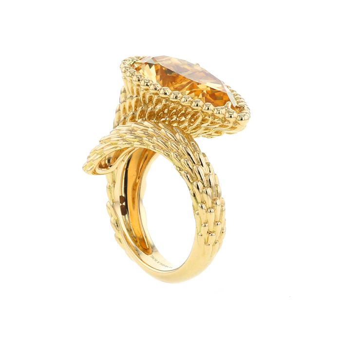 Sortija Boucheron Serpent Bohème modelo grande en oro amarillo y citrino - Detail D1