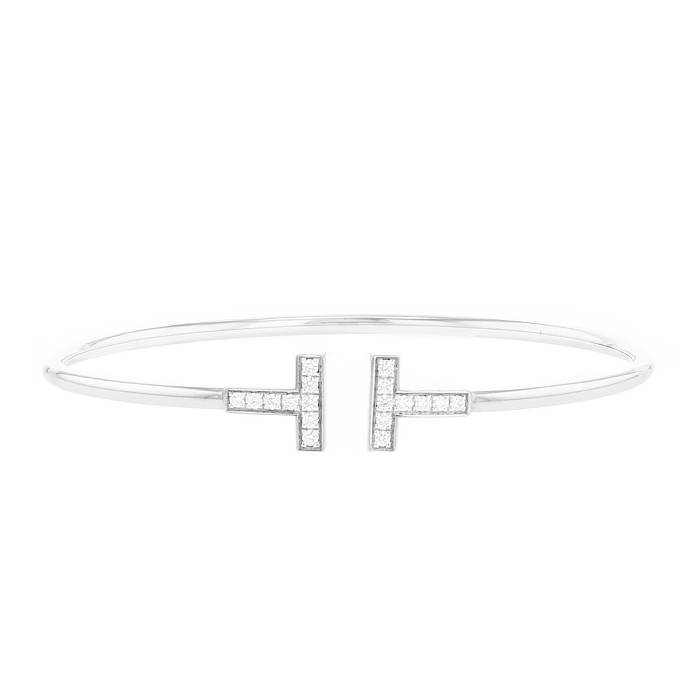 Bracelet jonc ouvert Tiffany & Co Wire en or blanc et diamants