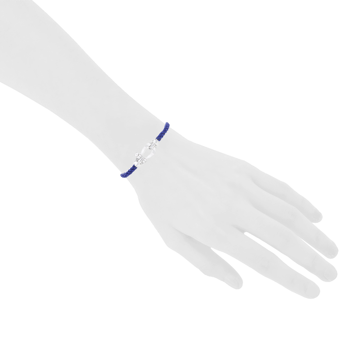 Bracelet Fred Force 10 grand modèle en or blanc et nylon bleu - Detail D1