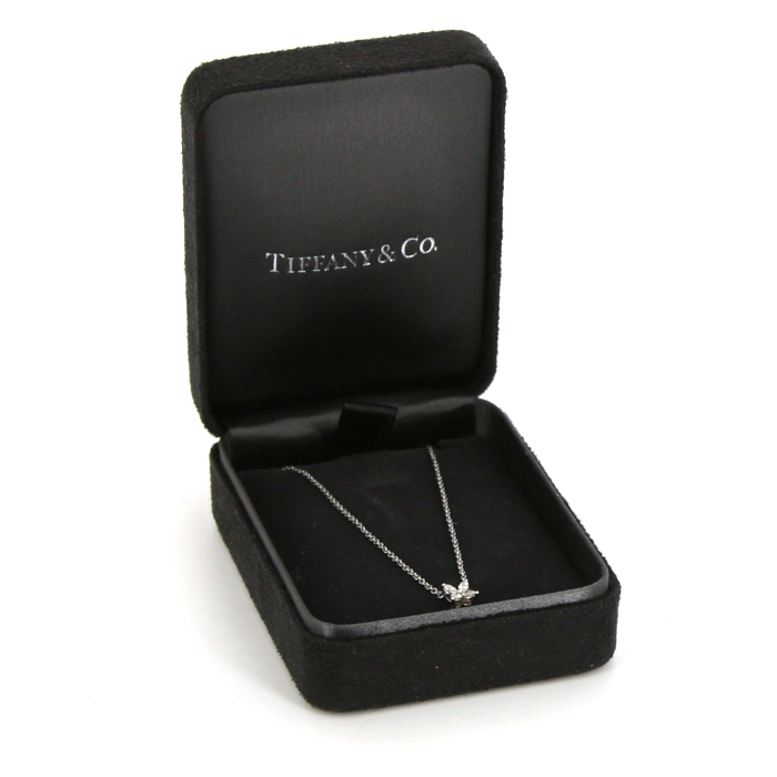 Tiffany & Co Victoria super mini necklace in platinium and diamonds - Detail D2