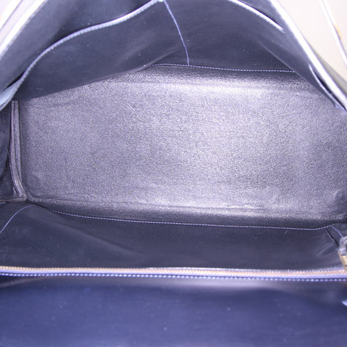 Bolso de mano Hermes Kelly 35 cm en cuero box azul - Detail D3