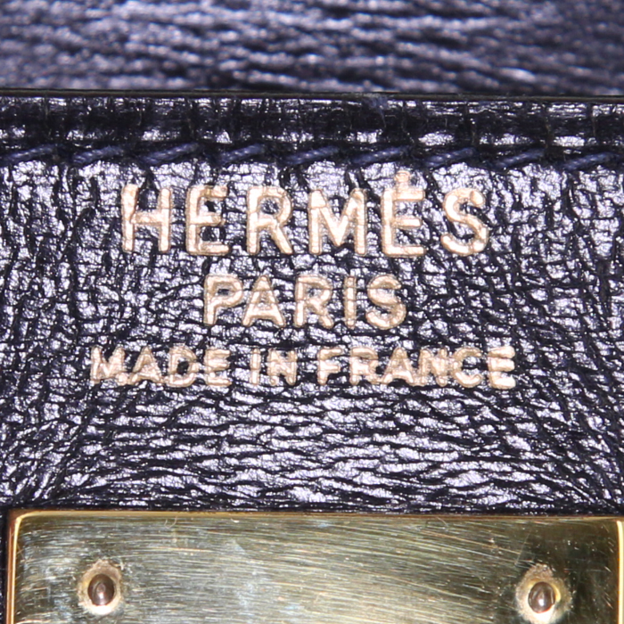Hermes Kelly 35 cm handbag in blue box leather - Detail D4