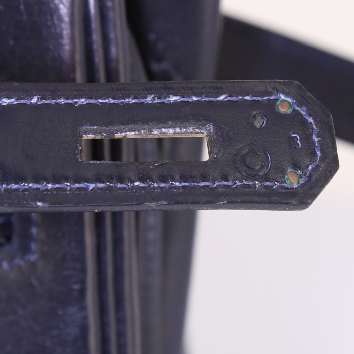 Hermes Kelly 35 cm handbag in blue box leather - Detail D5
