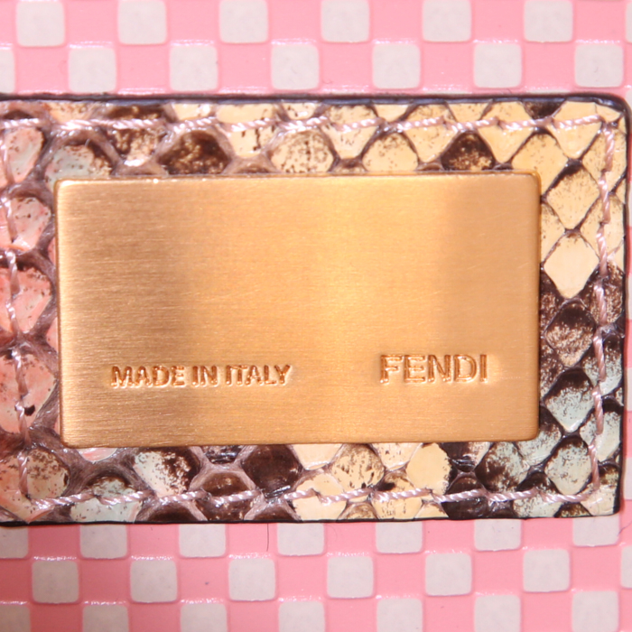 Borsa Fendi  Peekaboo modello grande  in pitone tricolore giallo blu e rosso - Detail D4