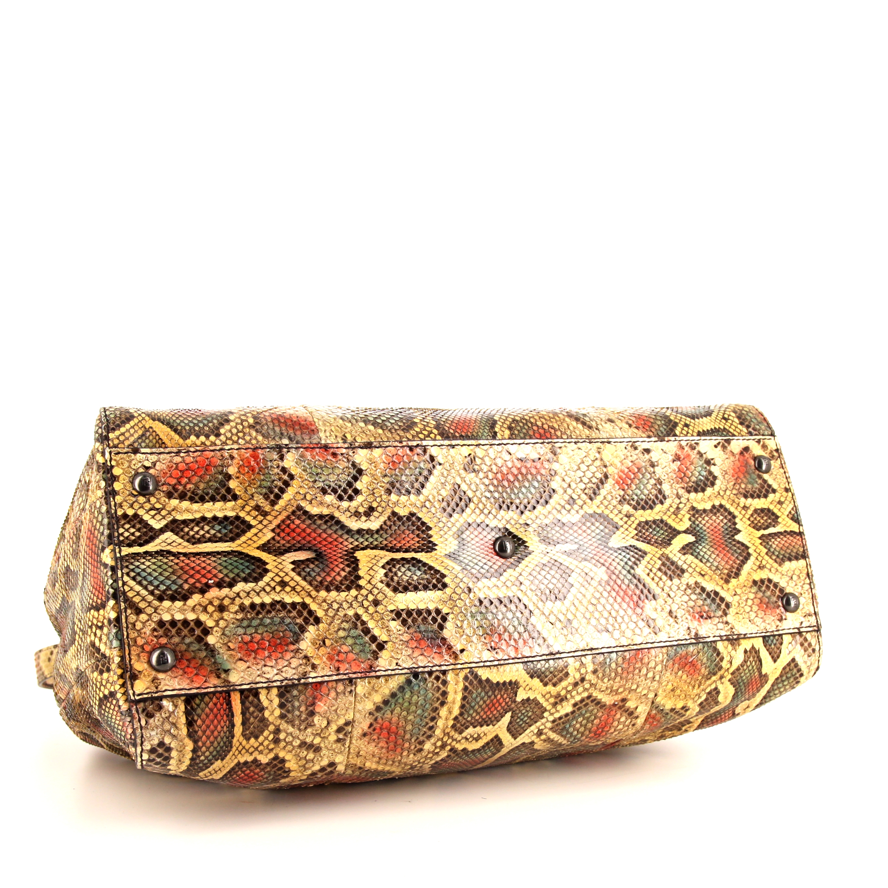 Fendi  Peekaboo large model  handbag  in yellow, blue and red tricolor  python - Detail D5