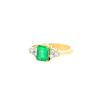 Vintage ring in yellow gold,  emerald and diamonds - 00pp thumbnail