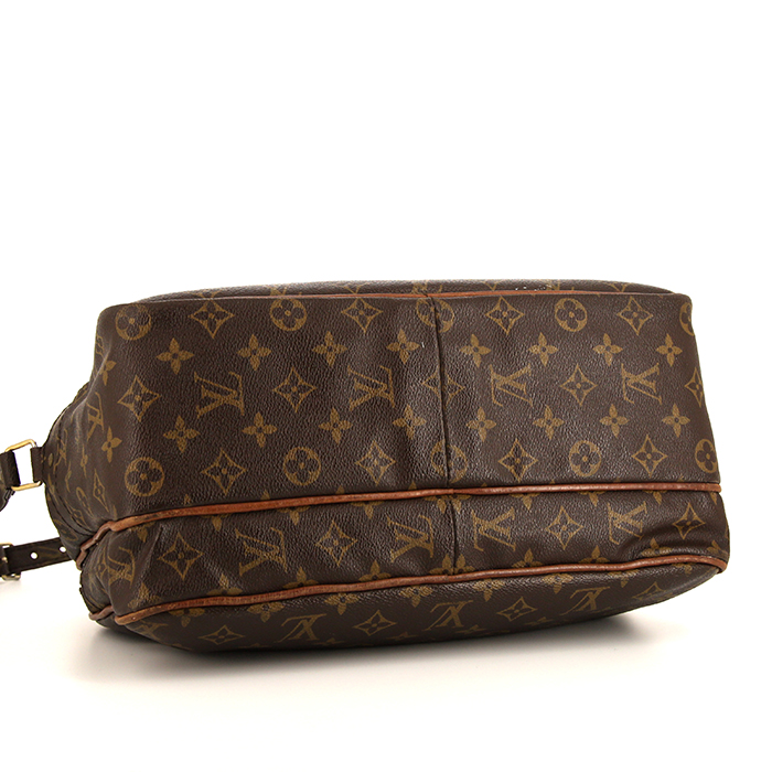 Bolso bandolera Louis Vuitton Messenger en lona Monogram marrón y cuero natural - Detail D4