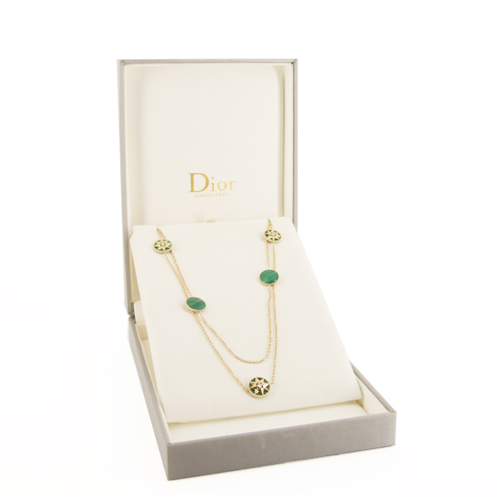 Sautoir Dior Rose des vents en or jaune,  malachite et diamants - Detail D2