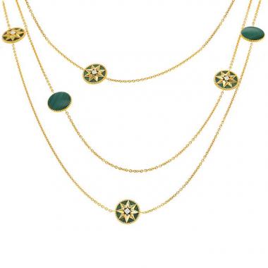Collana lunga Dior Rose des vents in oro giallo,  malaquita e diamanti