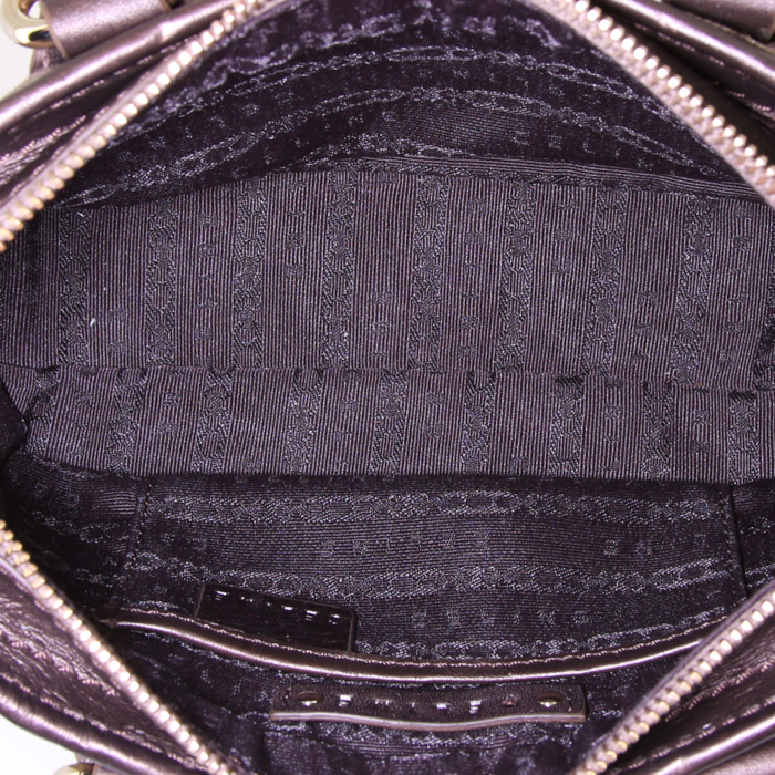 Bolso de mano Celine Boogie mini en lona Monogram marrón y cuero marrón - Detail D2