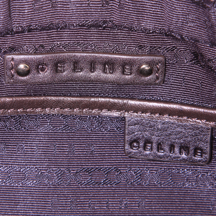 Borsa Celine Boogie mini in tela monogram marrone e pelle marrone - Detail D3