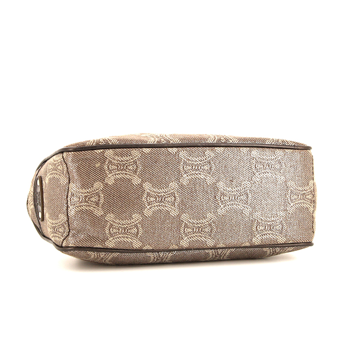 Celine Boogie mini handbag in brown monogram canvas and brown leather - Detail D4