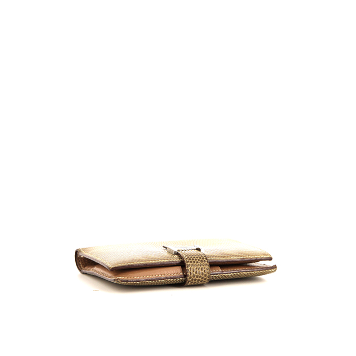 Billetera Hermès  Bearn en piel de lagarto verde Chartreuse - Detail D3