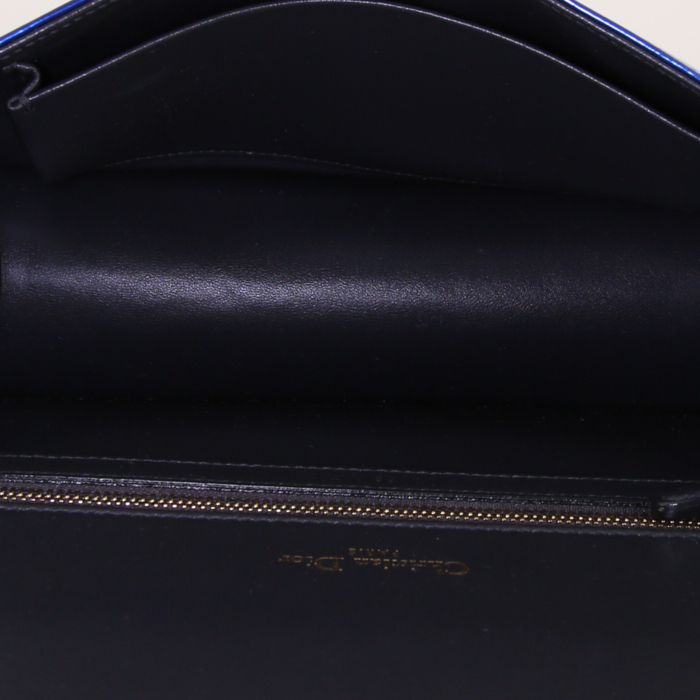 Sac bandoulière Dior Diorama en cuir bleu métallisé - Detail D3