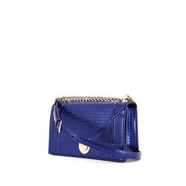 Sac bandoulière Dior Diorama en cuir bleu métallisé