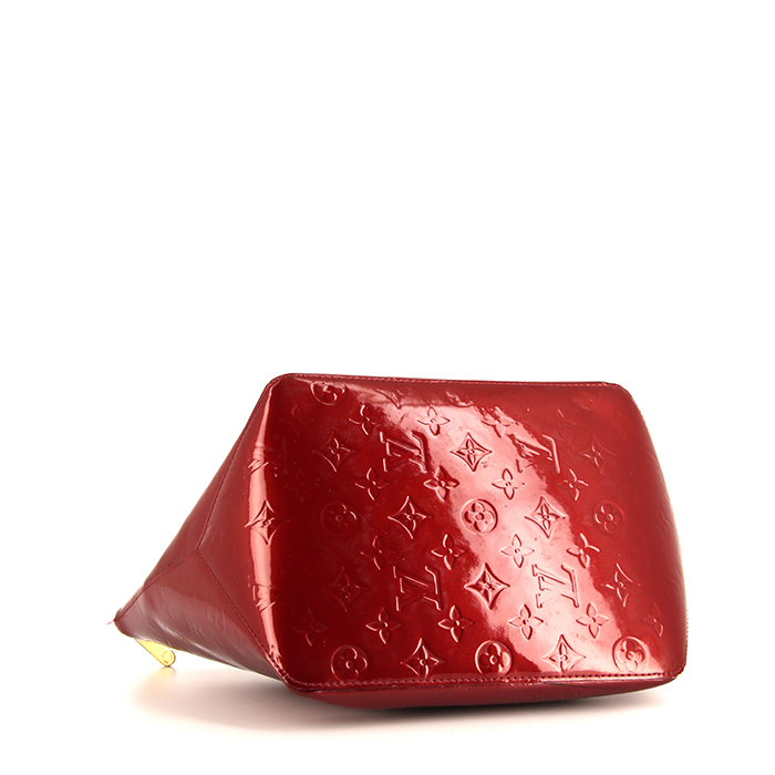 Louis Vuitton Bellevue small model handbag in red monogram patent leather and natural leather - Detail D4